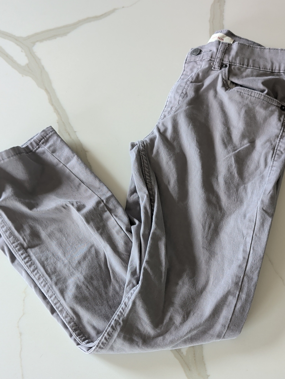 Boys Light Gray Casual Pants - Classic Straight Fit